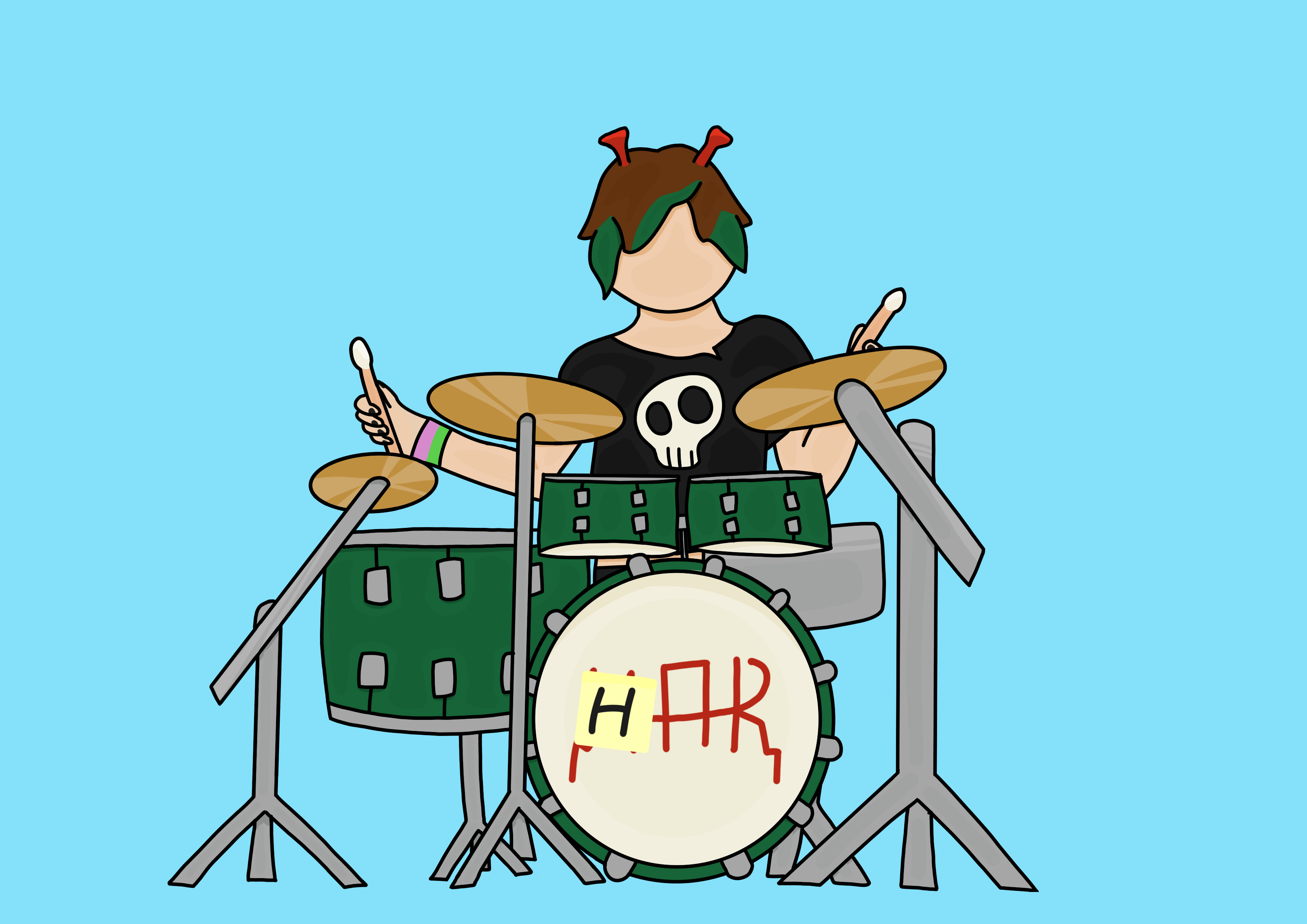 digital drawing of past life smallishbeans playing the drums