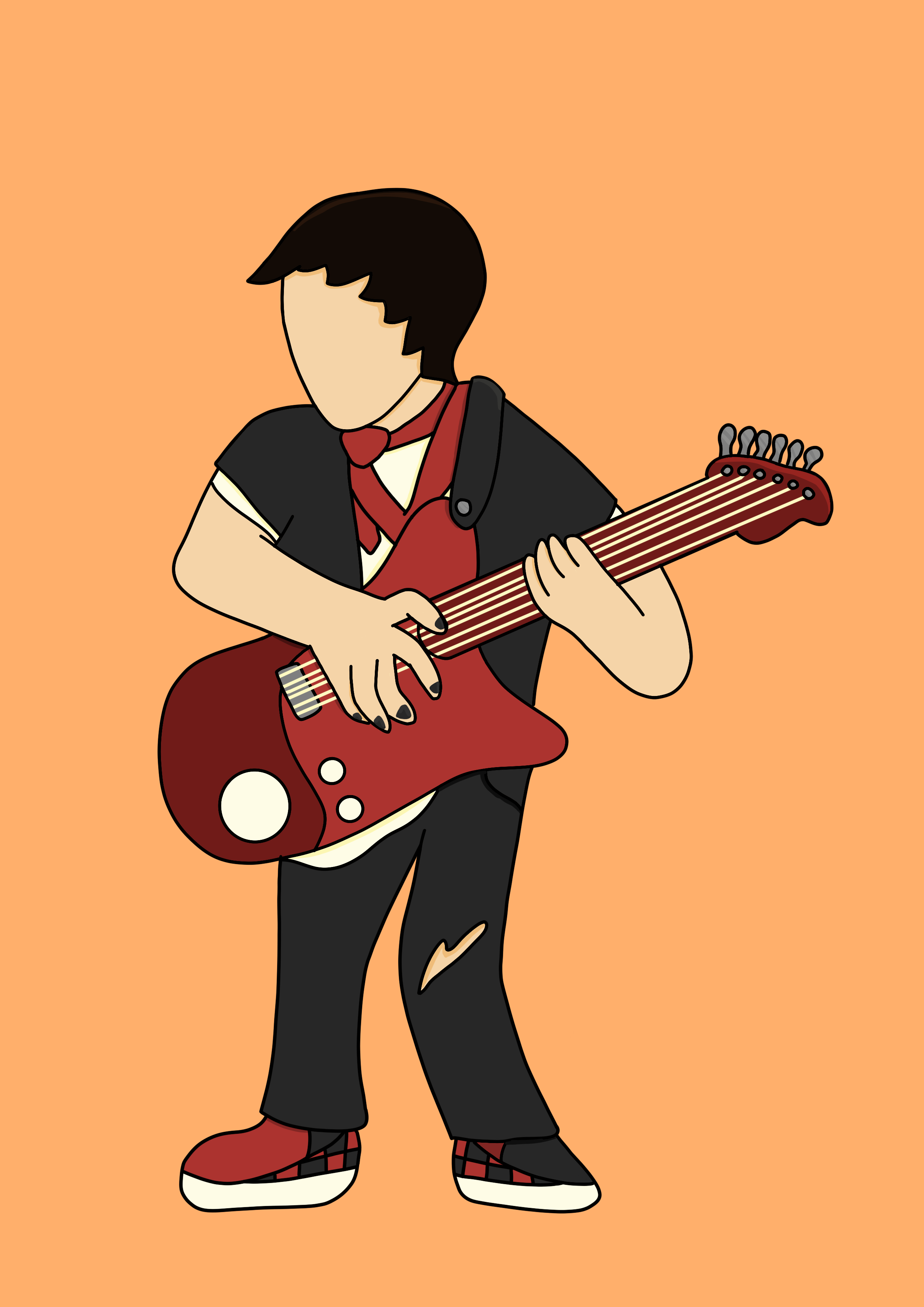 digital drawing of past life sizzleman pkaying the guitar